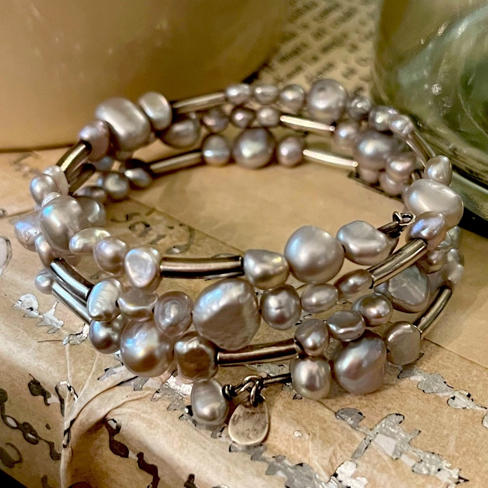 Silpada .925 Sterling Silver Spiral Freshwater Pearl Bracelet OS